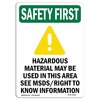 Signmission OSHA, 18" Height, Rigid Plastic, 18" W, 18" H, Portrait, Hazardous Material OS-SF-P-1218-V-11162